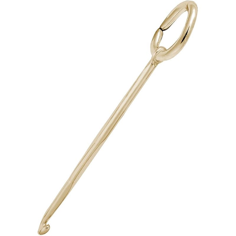 10k Yellow Gold Crochet Hook Charm, Charms for Bracelets and Necklaces